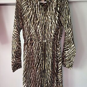 MICHAEL Michael Kors Zebra Print Mini Dress - Black and Cream